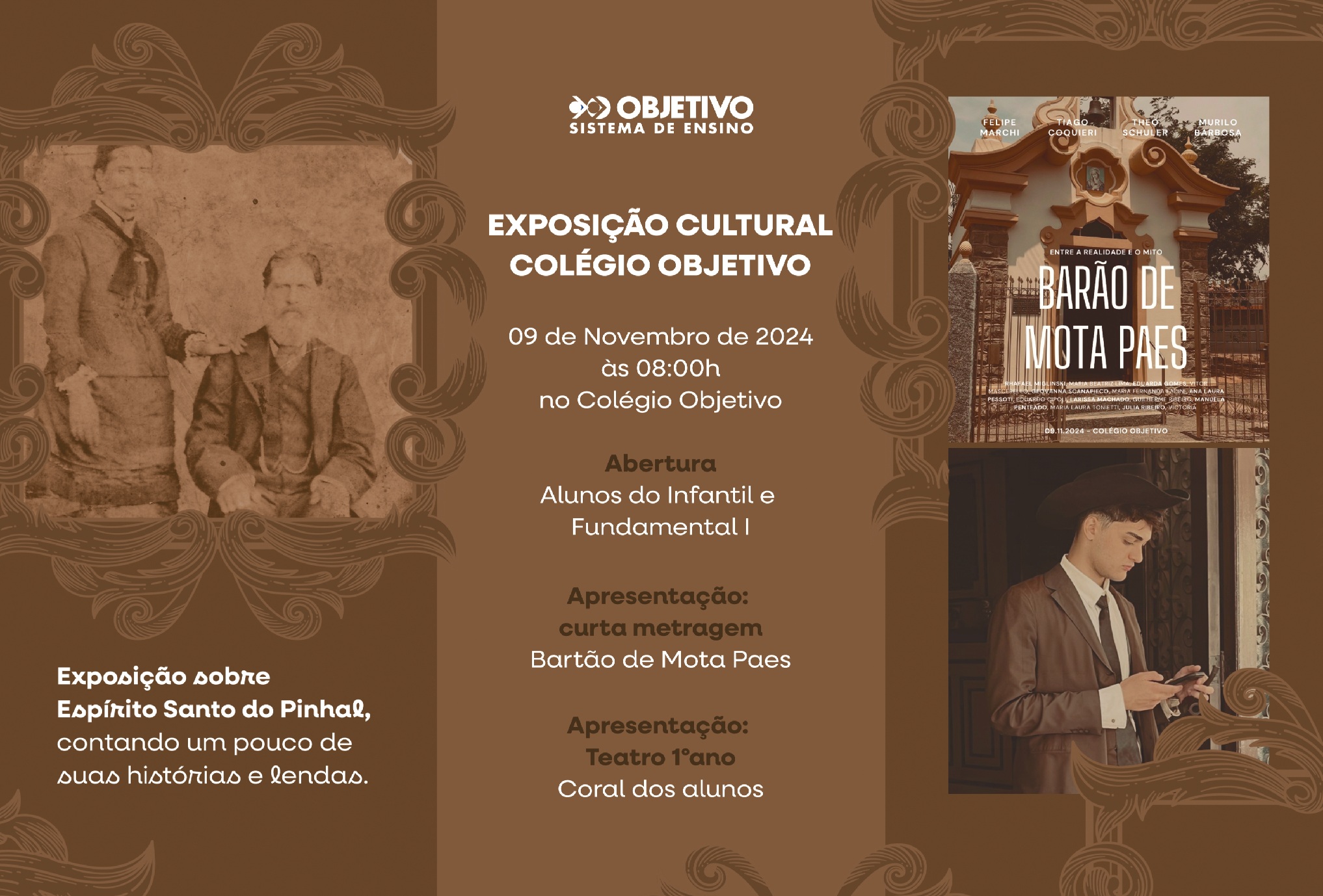 Folder com informações da Exposição Cultural Objetivo Pinhal